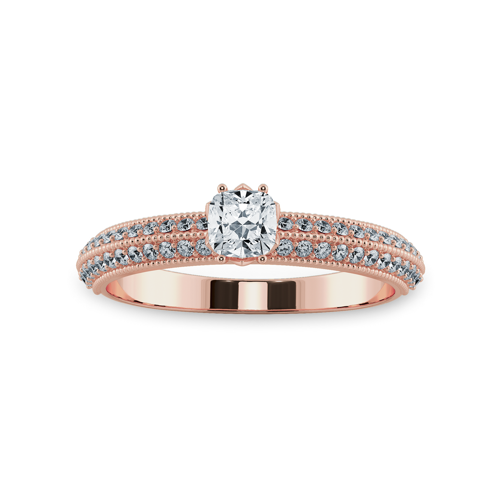 0.70cts. Cushion Cut Solitaire Diamond Split Shank 18K Rose Gold Ring JL AU 1187R-B   Jewelove.US