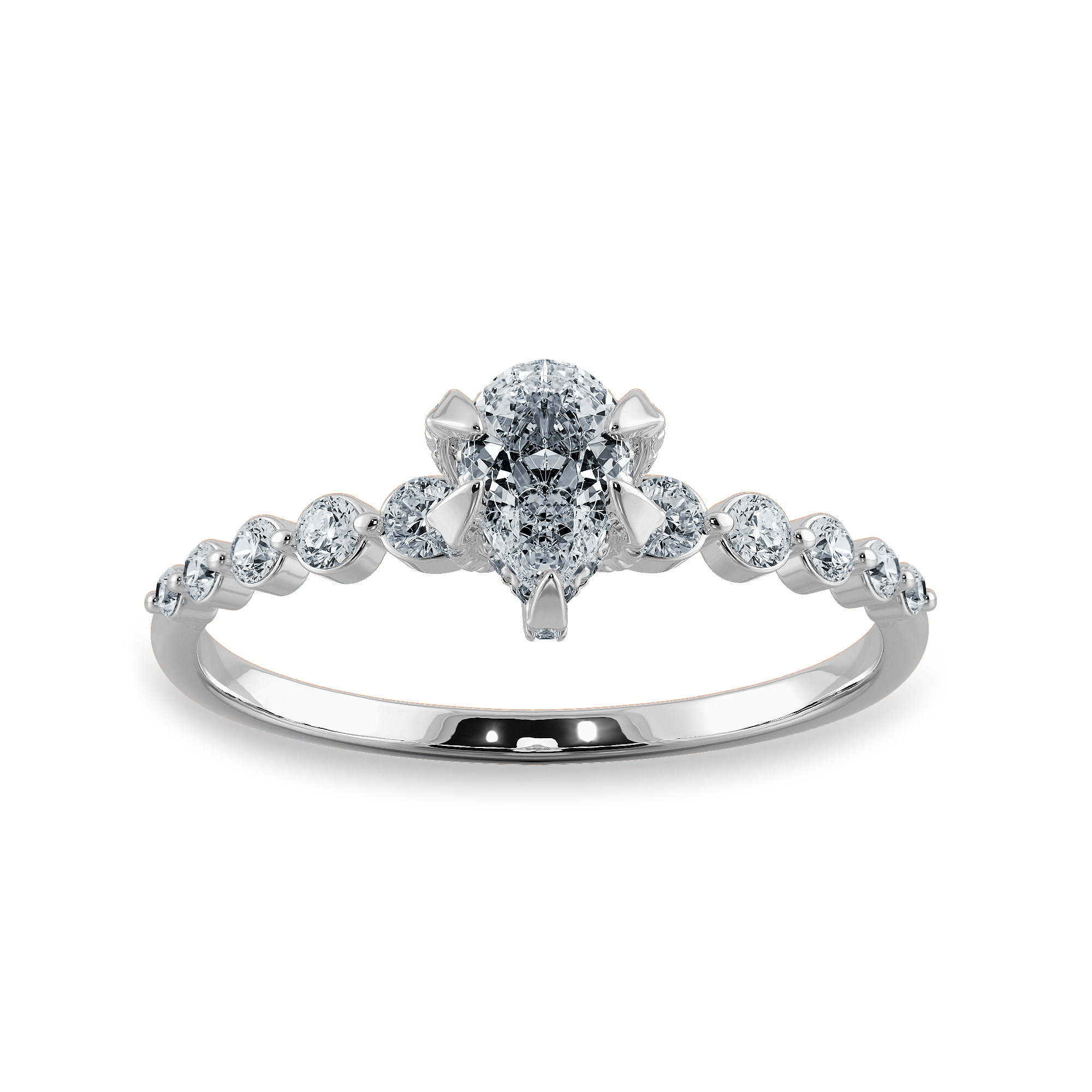 0.50cts Pear Cut Solitaire Halo Diamond Accents Platinum Ring JL PT 2009-A   Jewelove.US