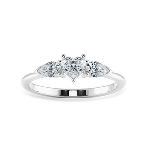 0.50cts Heart Cut Solitaire with Pear Cut Diamond Accents Platinum Ring JL PT 1205-A   Jewelove.US