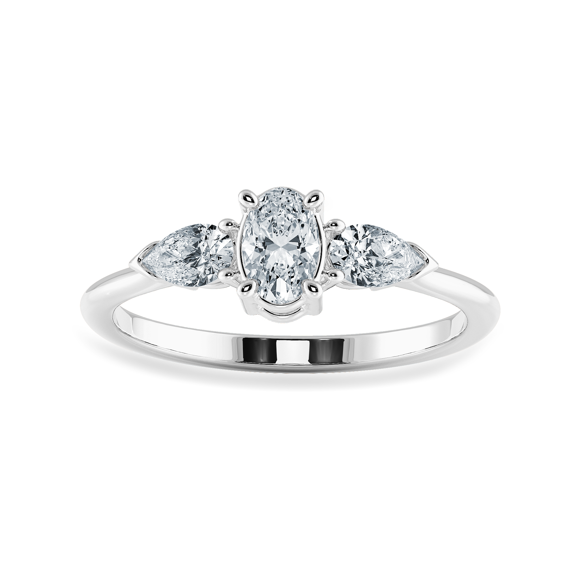 0.50cts Oval Cut Solitaire with Pear Diamond Accents Platinum Ring JL PT 1206-A   Jewelove.US