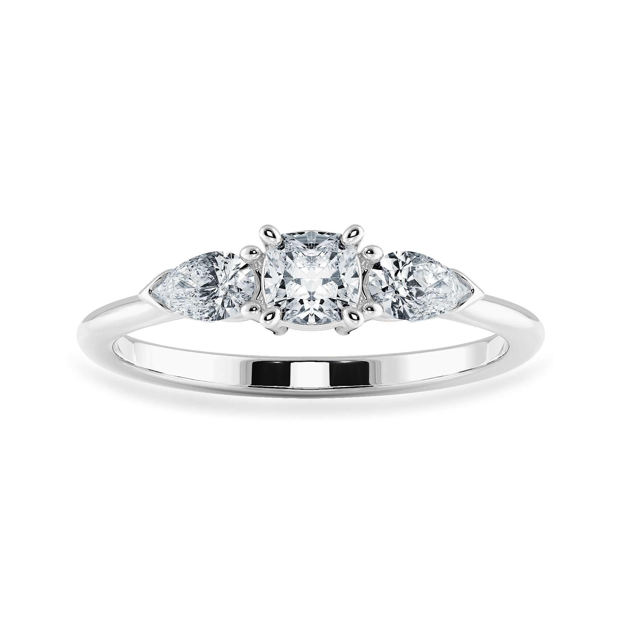 0.50cts. Cushion Cut Solitaire with Pear Cut Diamond Accents Platinum Engagement Ring JL PT 1203-A   Jewelove.US