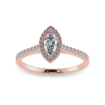 Load image into Gallery viewer, 0.30cts. Marquise Cut Solitaire Halo Diamond Shank 18K Rose Gold Ring JL AU 1201R   Jewelove.US
