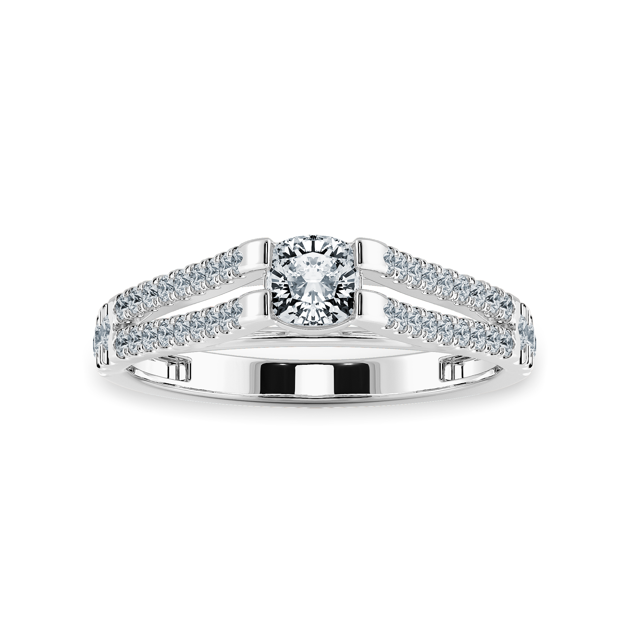 0.30cts. Cushion Cut Solitaire Diamond Split Shank Platinum Diamond Shank Engagement Ring JL PT 1179   Jewelove.US