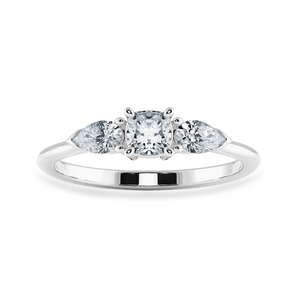 0.70cts. Cushion Cut Solitaire with Pear Cut Diamond Accents Platinum Engagement Ring JL PT 1203-B   Jewelove.US