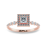 Load image into Gallery viewer, 0.50cts. Princess Cut Solitaire Halo Diamond Accents 18K Rose Gold Ring JL AU 2003R-A   Jewelove.US
