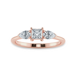 Load image into Gallery viewer, 0.70cts. Princess Cut Solitaire with Pear Cut Diamond Diamond 18K Rose Gold Ring JL AU 2021R-B   Jewelove.US
