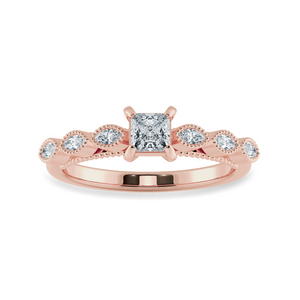 0.70cts. Princess Cut Solitaire with Marquise Diamond Accents 18K Rose Gold Ring JL AU 2012R-B   Jewelove.US