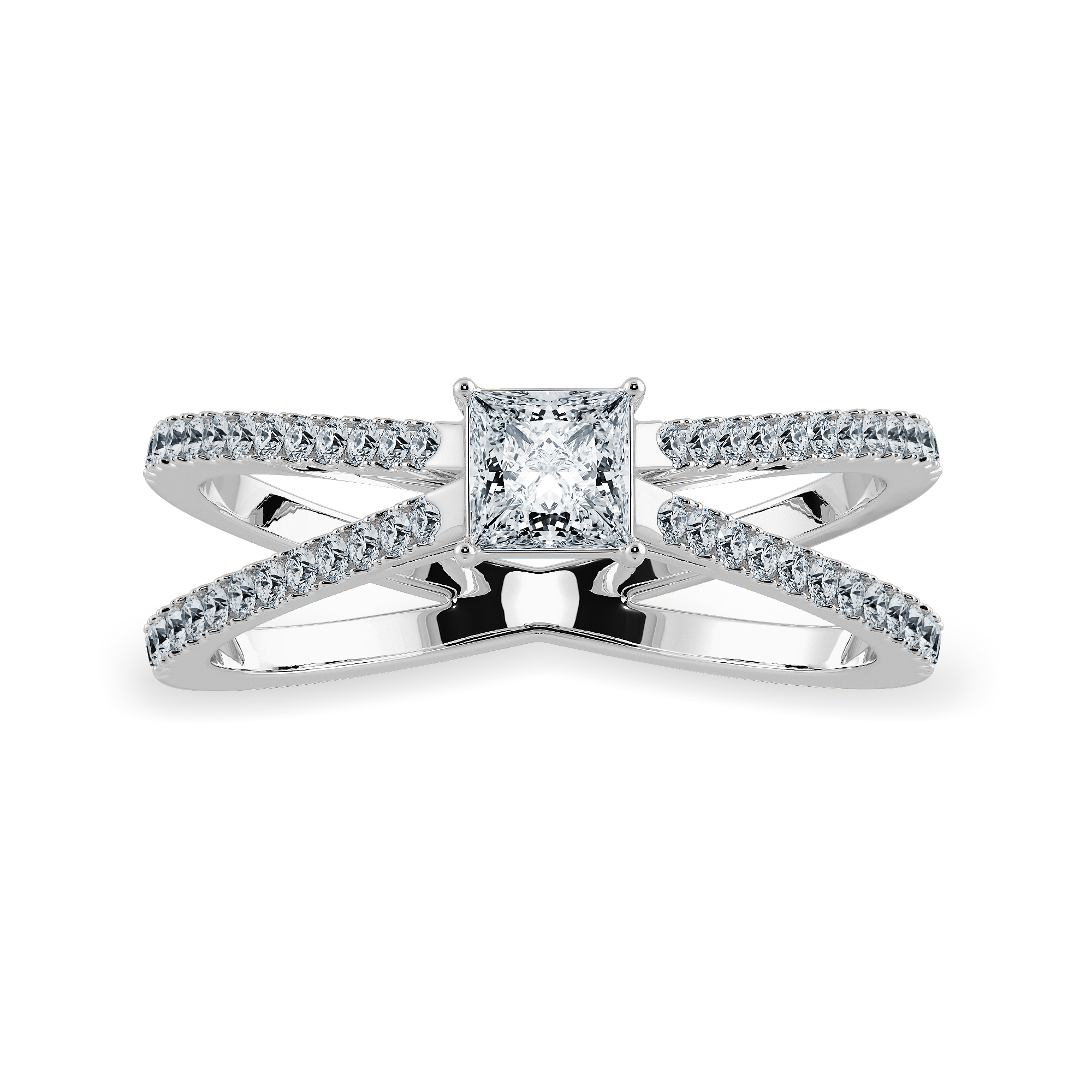 0.70cts Princess Cut Solitaire Diamond Split Shank Platinum Ring JL PT 1170-B   Jewelove.US