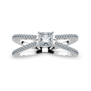 0.70cts Princess Cut Solitaire Diamond Split Shank Platinum Ring JL PT 1170-B   Jewelove.US