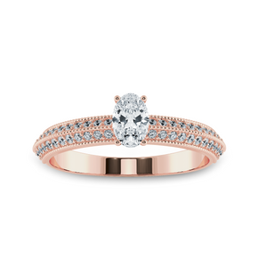 0.70cts. Oval Cut Solitaire Diamond Split Shank 18K Rose Gold Ring JL AU 1190R-B   Jewelove.US