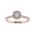 Load image into Gallery viewer, 0.70cts. Cushion Cut Solitaire Halo Diamond Shank 18K Rose Gold Ring JL AU 1195R-A   Jewelove.US
