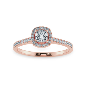 0.70cts. Cushion Cut Solitaire Halo Diamond Shank 18K Rose Gold Ring JL AU 1195R-A   Jewelove.US