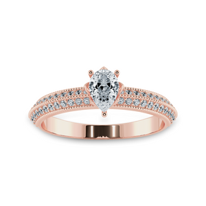 0.70cts. Pear Cut Solitaire Diamond Split Shank 18K Rose Gold Ring JL AU 1191R-B   Jewelove.US