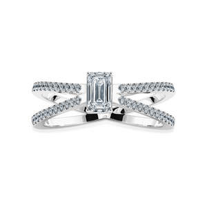 30-Pointer Emerald Cut Solitaire Diamond Split Shank Platinum Ring JL PT 1172   Jewelove.US