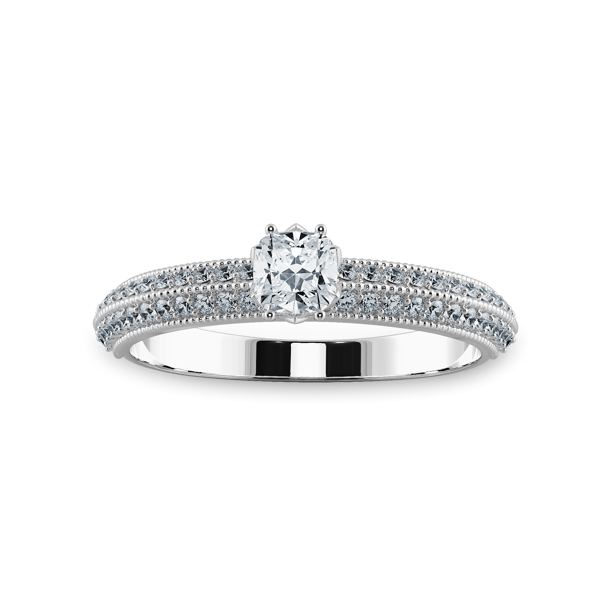 0.30cts. Cushion Cut Solitaire Diamond Split Shank Platinum Engagement Ring JL PT 1187   Jewelove.US