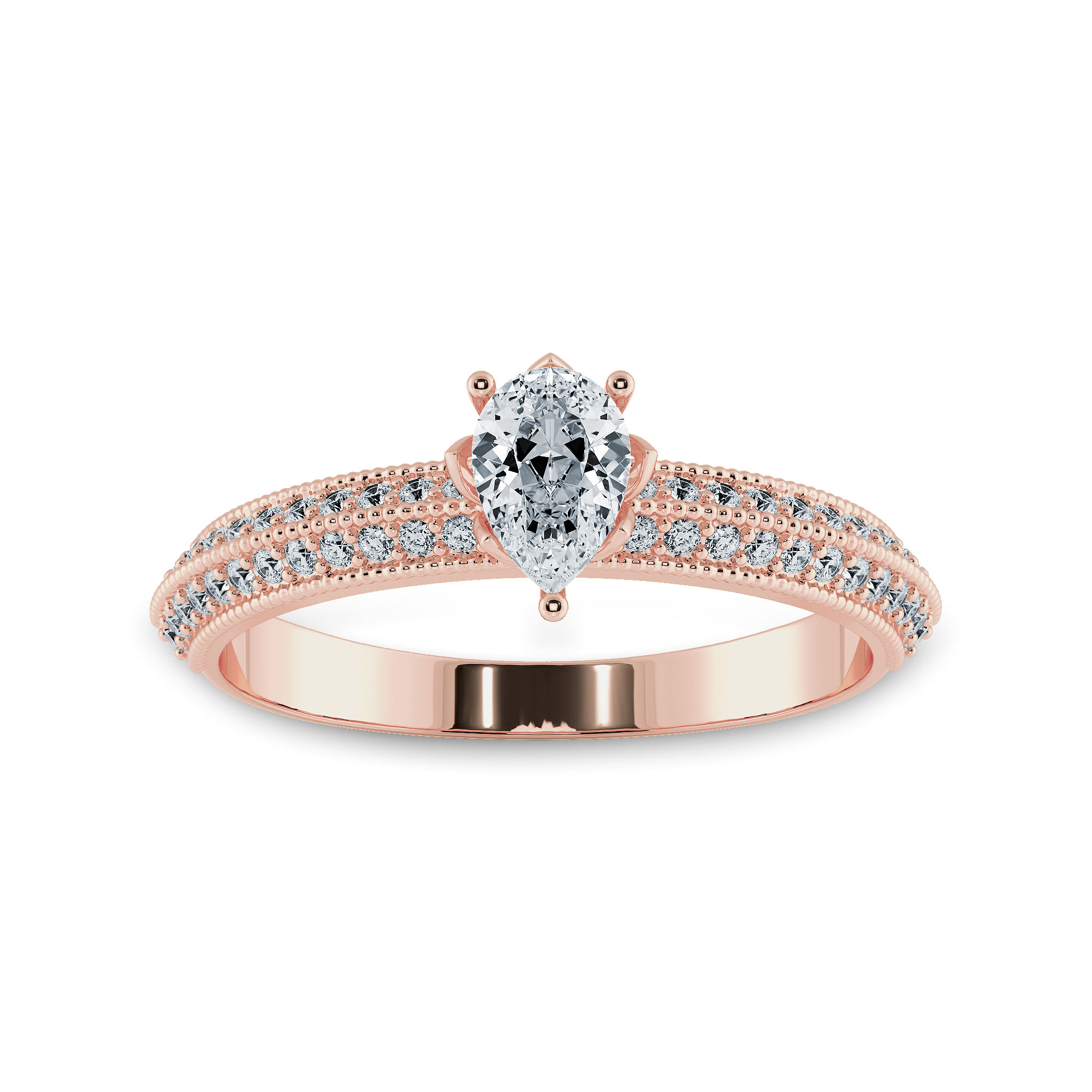 0.30cts. Pear Cut Solitaire Diamond Split Shank 18K Rose Gold Ring JL AU 1191R   Jewelove.US