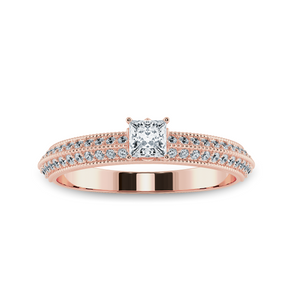 0.30cts. Princess Cut Solitaire Diamond Split Shank 18K Rose Gold Ring JL AU 1186R   Jewelove.US