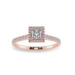 Load image into Gallery viewer, 0.70cts. Princess Cut Solitaire Diamond Square Halo Shank 18K Rose Gold Ring JL AU 1194R-B   Jewelove.US
