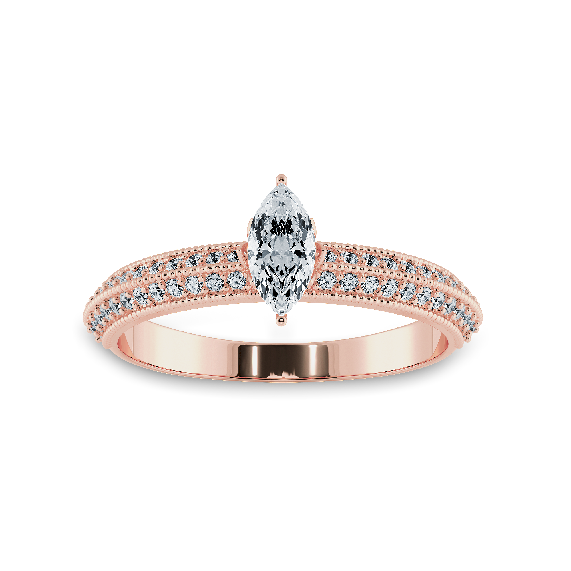 0.70cts. Marquise Cut Solitaire Diamond Split Shank 18K Rose Gold Ring JL AU 1192R-B   Jewelove.US