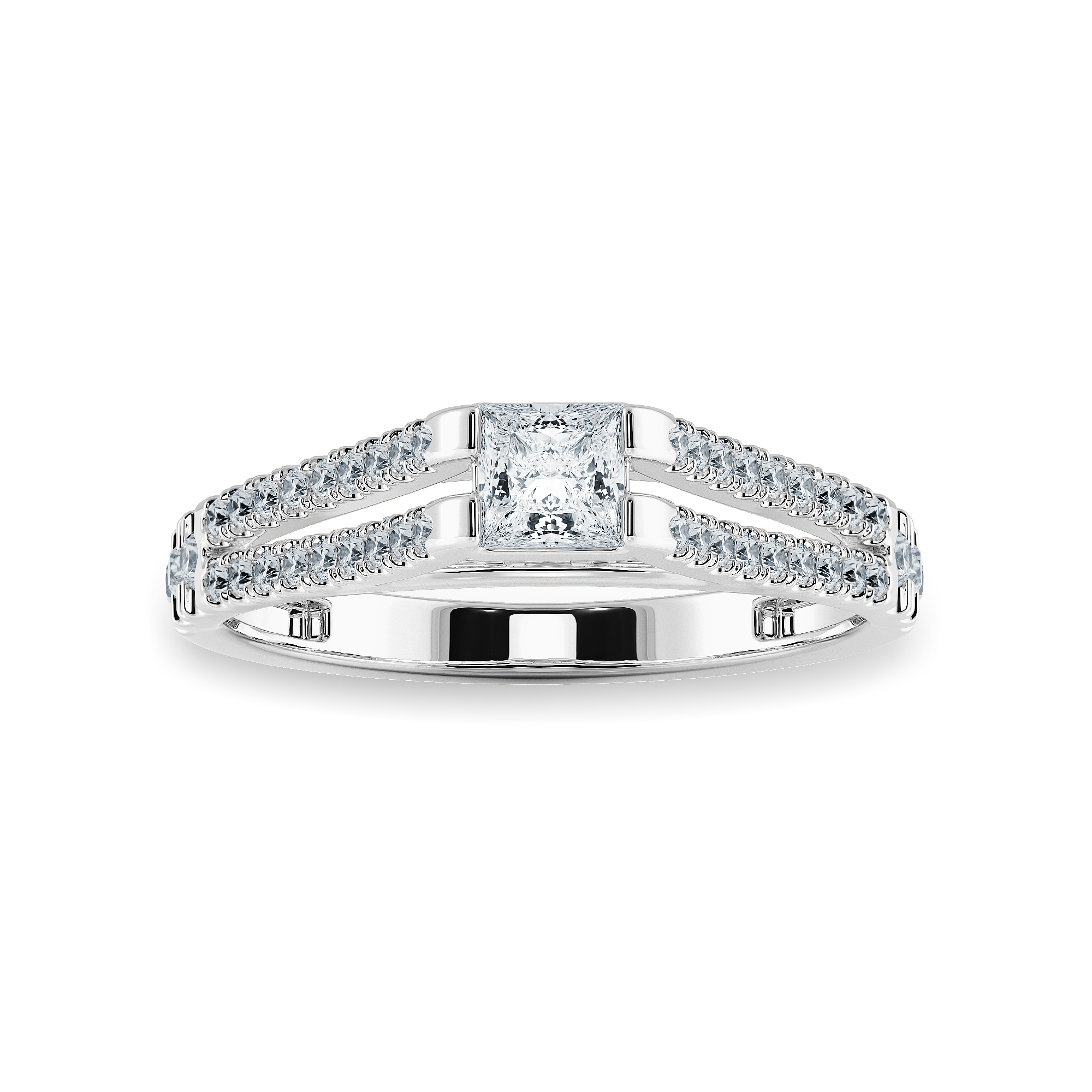 0.50cts Princess Cut Solitaire Diamond Split Shank Platinum Ring JL PT 1178-B   Jewelove.US