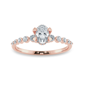 0.70cts. Oval Cut Solitaire Halo Diamond Accents 18K Rose Gold Ring JL AU 2008R-B   Jewelove.US