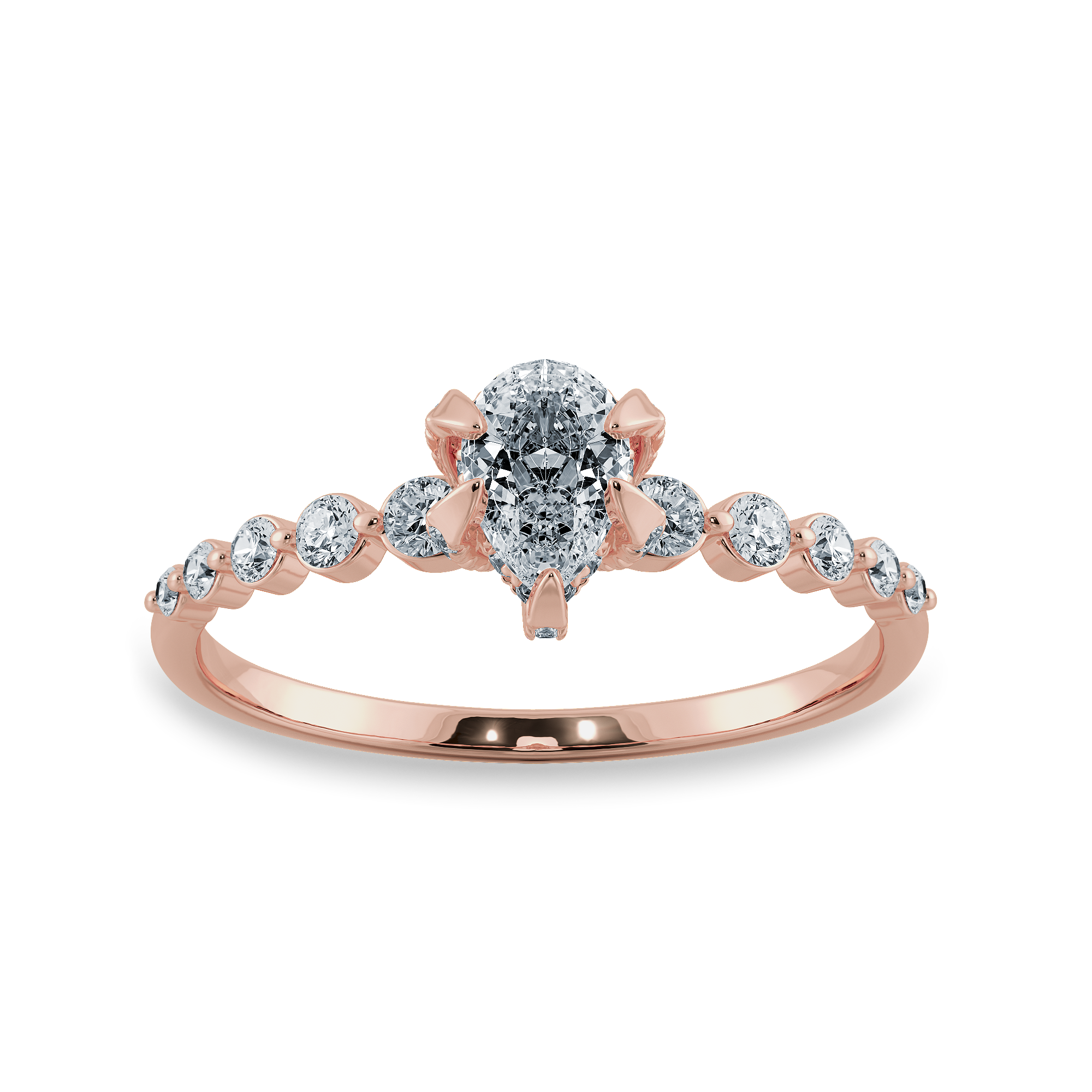 0.30cts. Pear Cut Solitaire Halo Diamond Accents 18K Rose Gold Ring JL AU 2009R   Jewelove.US