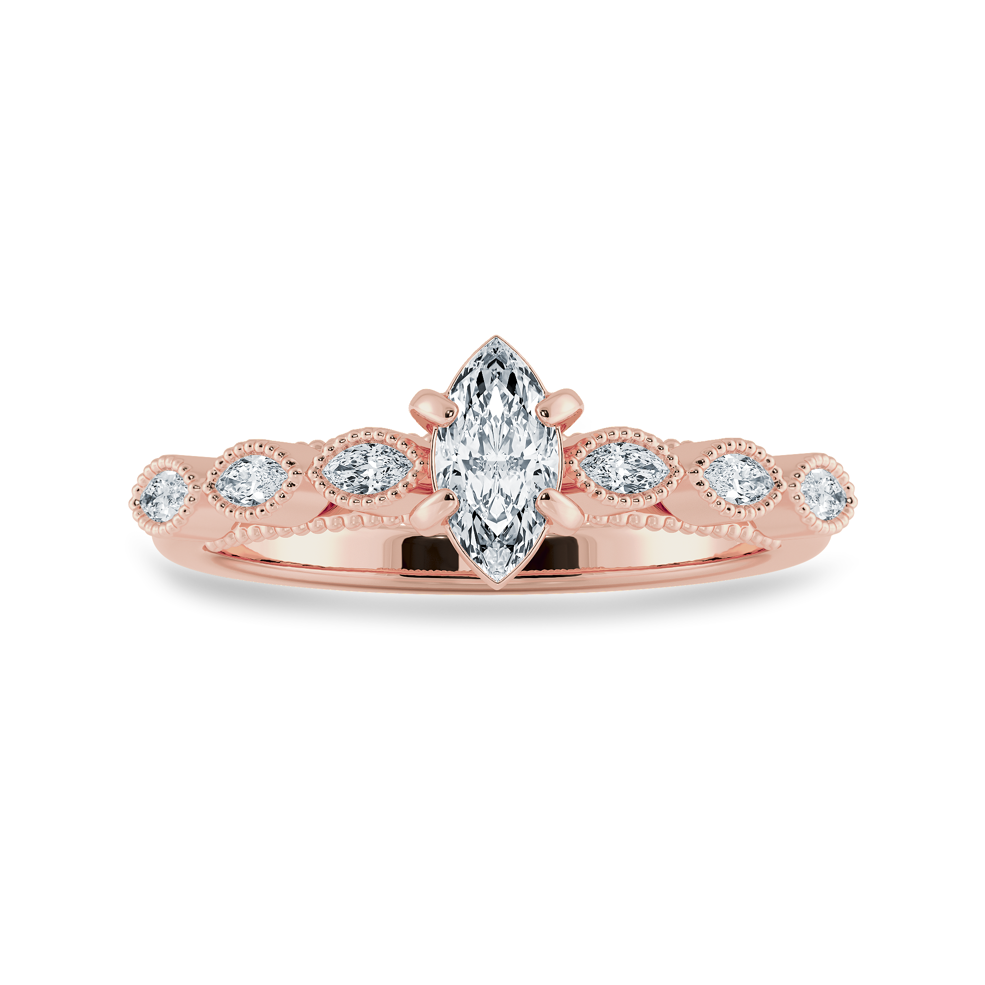 0.70cts. Marquise Cut Solitaire Diamond Accents 18K Rose Gold Ring JL AU 2019R-B   Jewelove.US