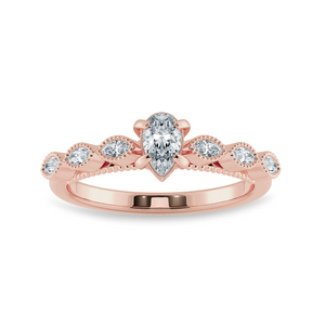 0.30cts. Pear Cut Solitaire with Marquise Cut Diamond Accents 18K Rose Gold Ring JL AU 2018R   Jewelove.US