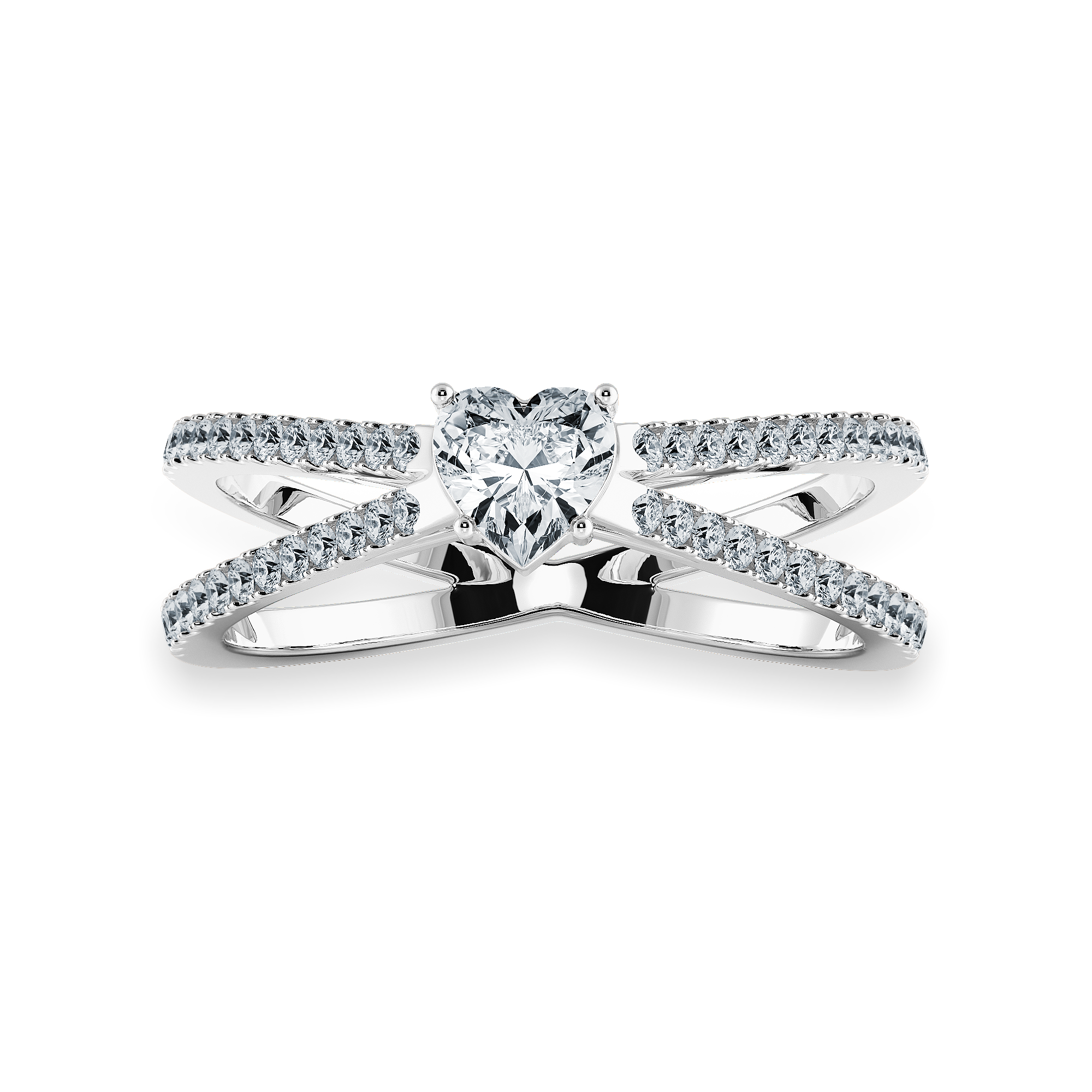 30-Pointer Heart Cut Solitaire Diamond Split Shank Platinum Ring JL PT 1173   Jewelove.US