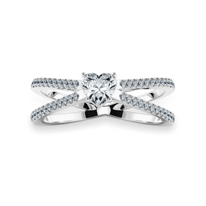 30-Pointer Heart Cut Solitaire Diamond Split Shank Platinum Ring JL PT 1173   Jewelove.US