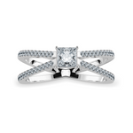 Load image into Gallery viewer, 50-Pointer Princess Cut Solitaire Diamond Split Shank Platinum Ring JL PT 1170-A   Jewelove.US
