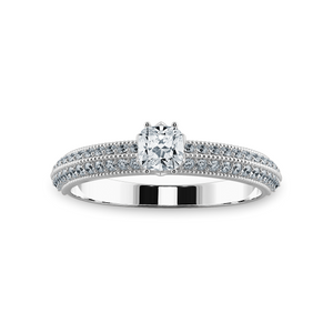 0.50cts. Cushion Cut Solitaire Diamond Split Shank Platinum Engagement Ring JL PT 1187-A   Jewelove.US