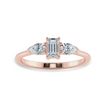 Load image into Gallery viewer, 0.70cts. Emerald Cut Solitaire with Pear Cut Diamond Accents 18K Rose Gold Solitaire Ring JL AU 1204R-B   Jewelove.US
