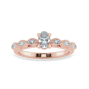 0.70cts. Oval Cut Solitaire with Marquise Cut Diamond Accents 18K Rose Gold Ring JL AU 2017R-B   Jewelove.US