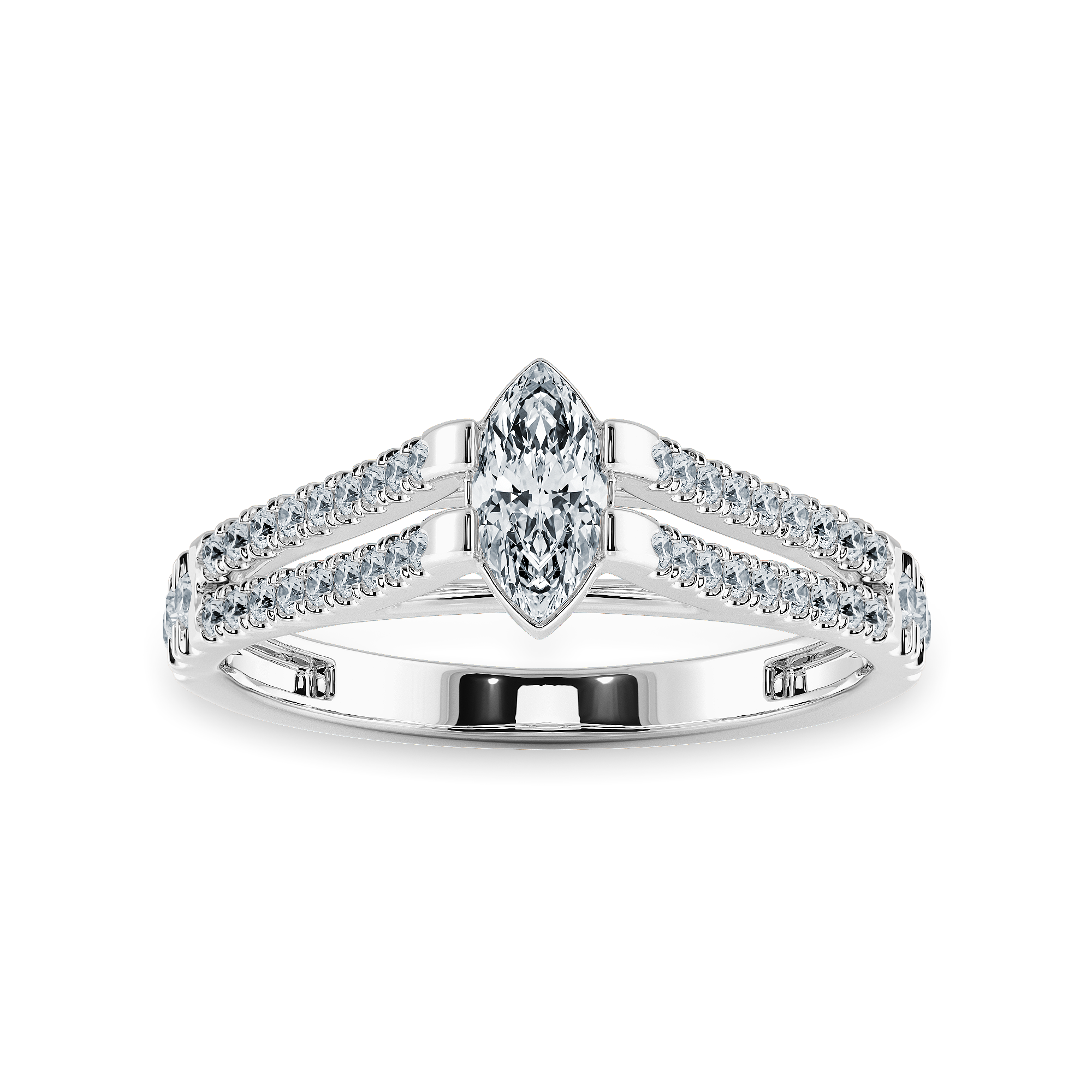 0.50cts Marquise Cut Solitaire Diamond Split Shank Platinum Ring JL PT 1184-A   Jewelove.US