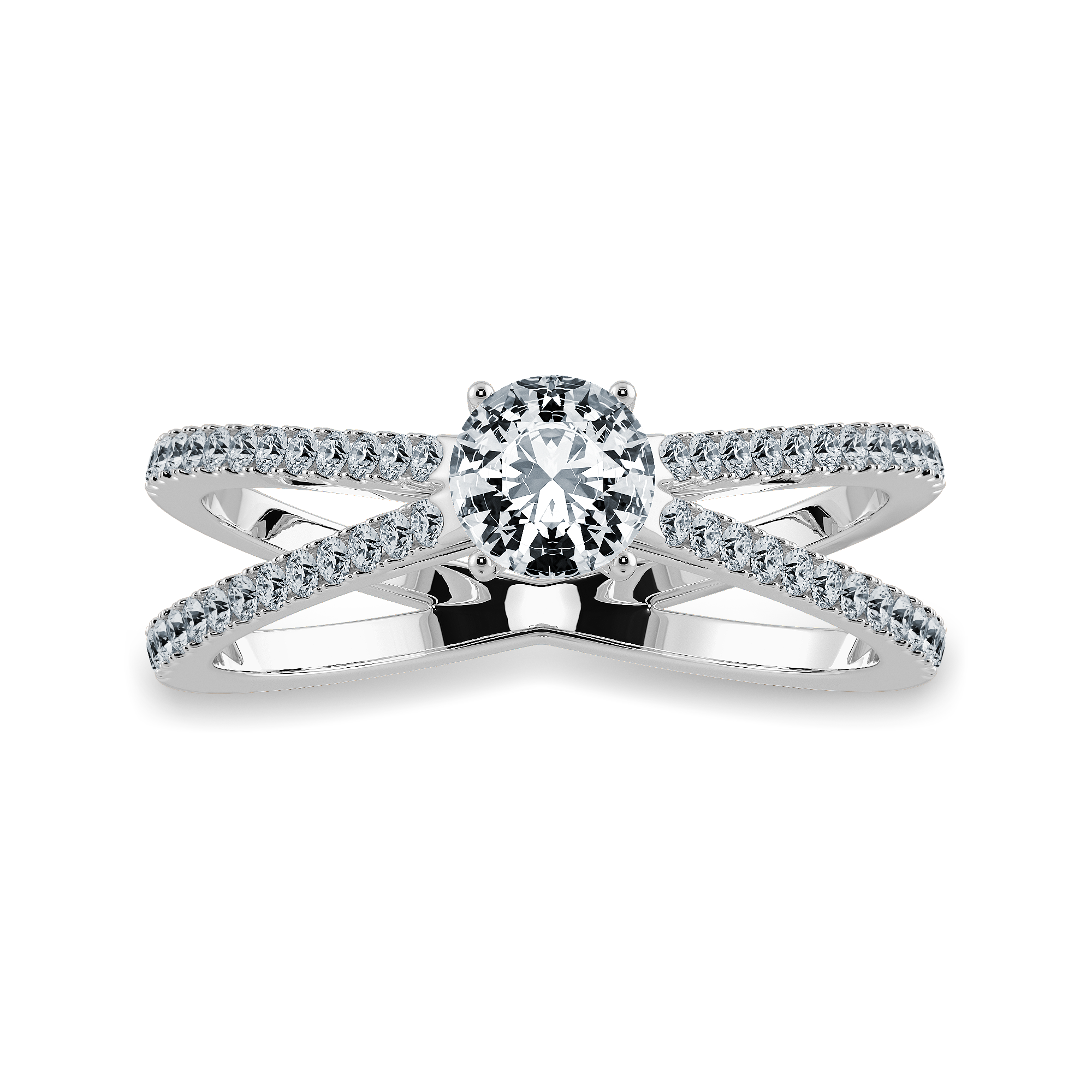 50-Pointer Solitaire Diamond Split Shank Platinum Ring JL PT 1169-A   Jewelove.US