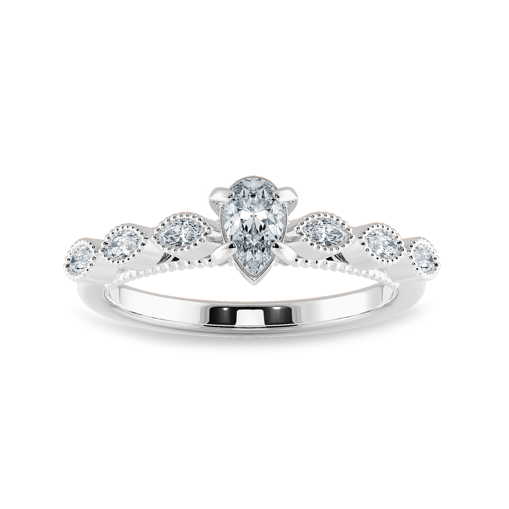 0.50cts Pear Cut Solitaire with Marquise Cut Diamond Accents Platinum Ring JL PT 2018-A   Jewelove.US