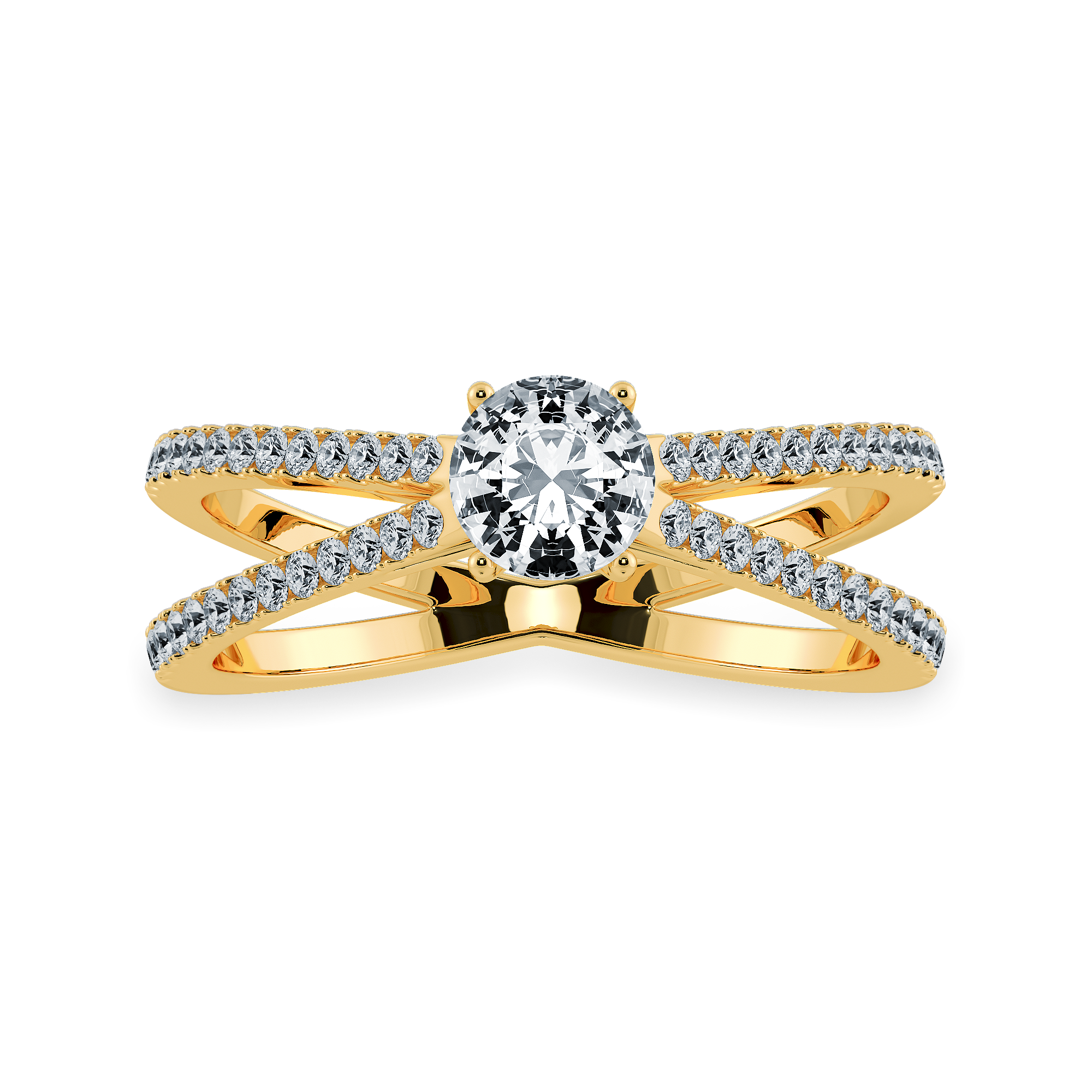 30-Pointer Solitaire Diamond Split Shank 18K Yellow Gold Ring JL AU 1169Y   Jewelove.US