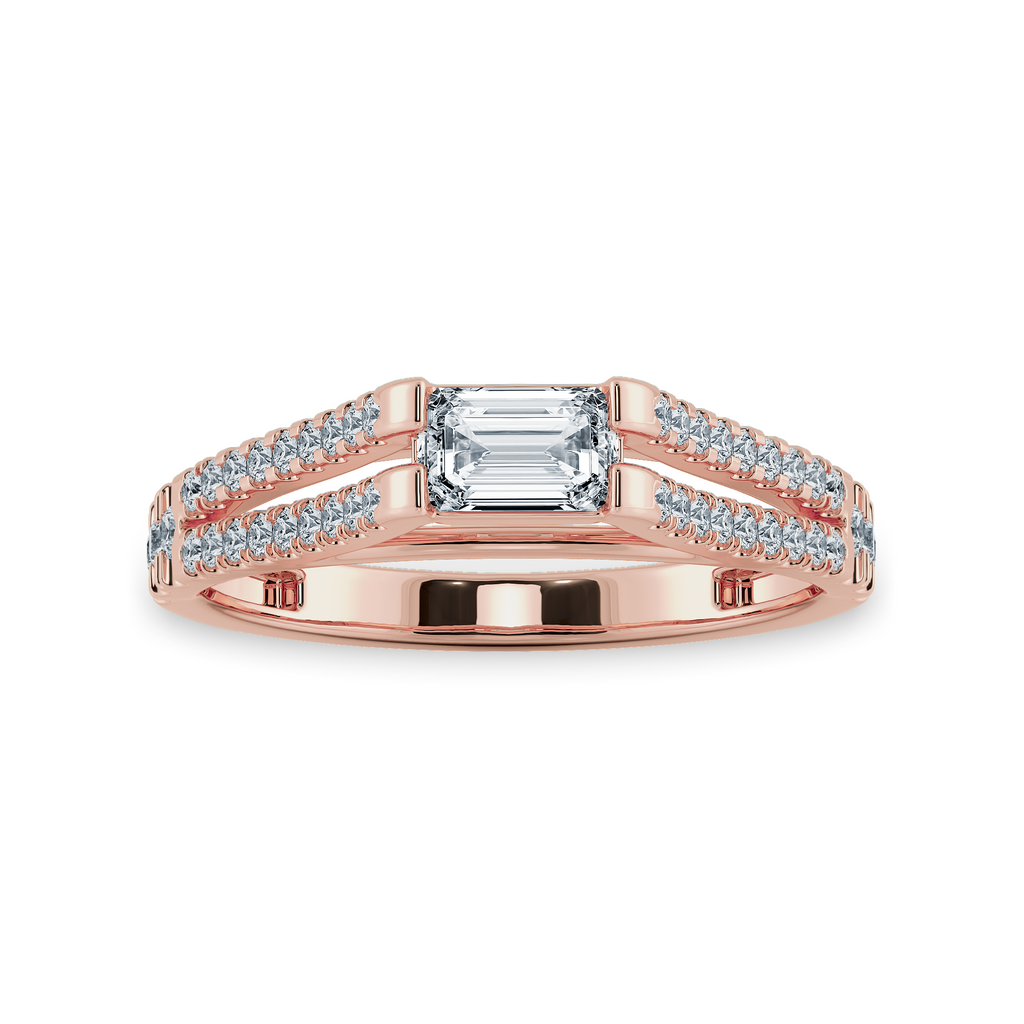 0.70cts. Emerald Cut Solitaire Diamond Split Shank 18K Rose Gold Solitaire Ring JL AU 1180R-B   Jewelove.US