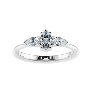 0.50cts Marquise Cut Solitaire with Pear Cut Diamond Accents Platinum Ring JL PT 1208-A   Jewelove.US