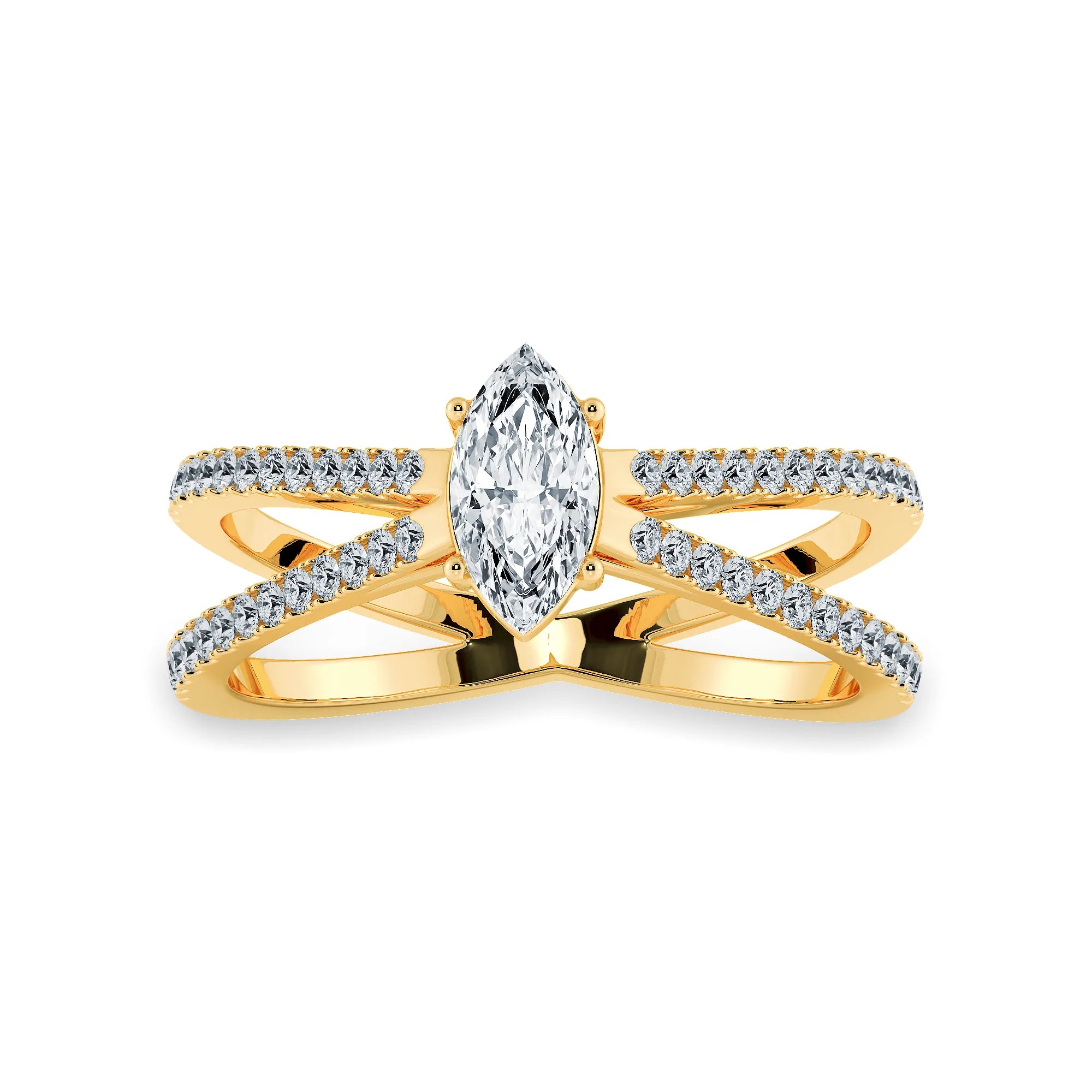 30-Pointer Marquise Cut Solitaire Diamond Split Shank 18K Yellow Gold Ring JL AU 1176Y   Jewelove.US