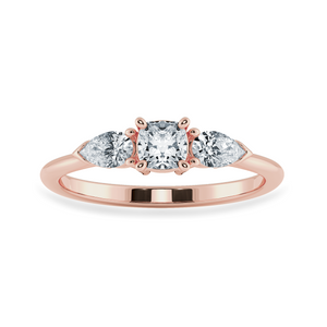 0.70cts. Cushion Cut Solitaire with Pear Cut Diamond Accents 18K Rose Gold Ring JL AU 1203R-B   Jewelove.US