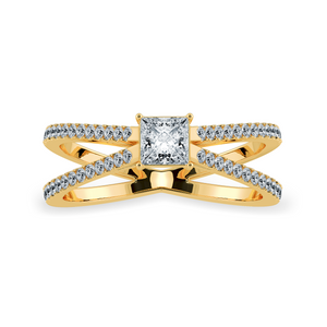 0.70cts. Princess Cut Solitaire Diamond Split Shank 18K Yellow Gold Ring JL AU 1170Y-B   Jewelove.US