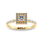 Load image into Gallery viewer, 0.70cts. Princess Cut Solitaire Halo Diamond Accents 18K Yellow Gold Ring JL AU 2003Y-B   Jewelove.US
