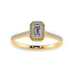 Load image into Gallery viewer, 0.70cts. Emerald Cut Solitaire Halo Diamond Shank 18K Yellow Gold Ring JL AU 1197Y-B   Jewelove.US
