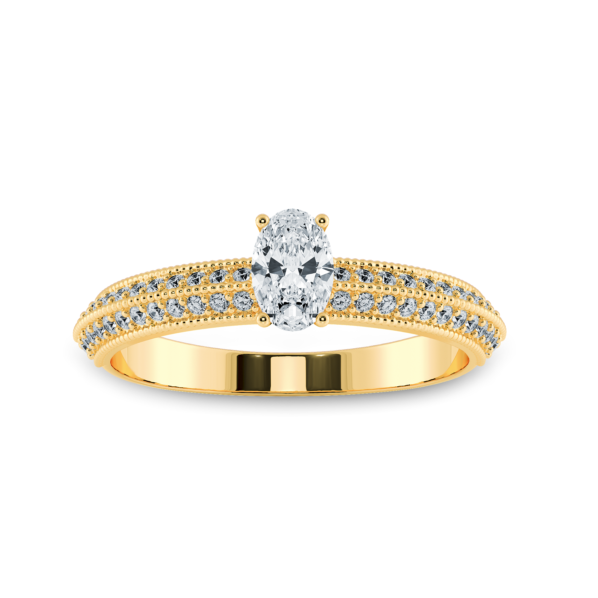 0.30cts. Oval Cut Solitaire Diamond Split Shank 18K Yellow Gold Ring JL AU 1190Y   Jewelove.US