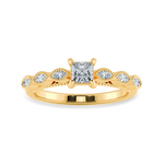 Load image into Gallery viewer, 0.50cts. Princess Cut Solitaire with Marquise Cut Diamond Accents 18K Yellow Gold Ring JL AU 2012Y-A   Jewelove.US
