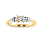 Load image into Gallery viewer, 0.50cts. Princess Cut Solitaire with Pear Cut Diamond Accents 18K Yellow Gold Ring JL AU 2021Y-A   Jewelove.US
