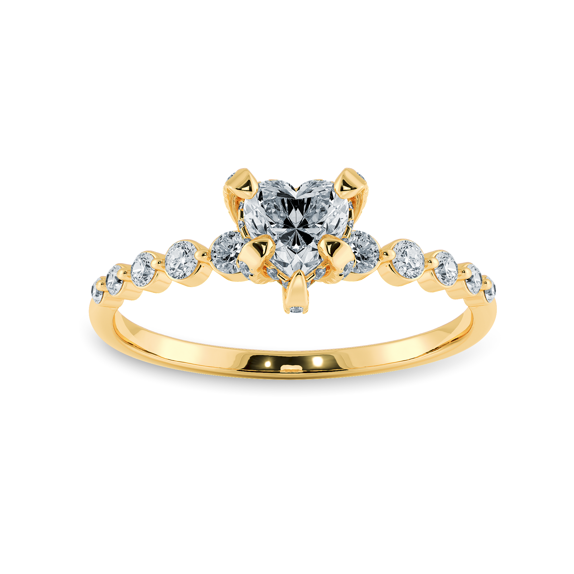 0.30cts. Heart Cut Solitaire Halo Diamond Accents 18K Yellow Gold Ring JL AU 2007Y   Jewelove.US