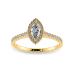 Load image into Gallery viewer, 50-Pointer Marquise Cut Solitaire Halo Diamond Shank 18K Yellow Gold Ring JL AU 1201Y-A   Jewelove.US
